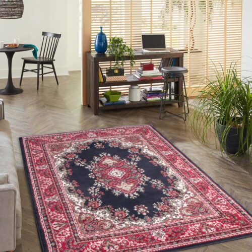 Traditional Poly Lancashire Navy Rug