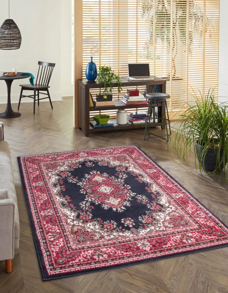 Traditional Poly Lancashire Navy Rug