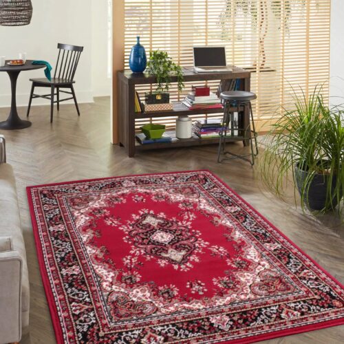 Traditional Poly Lancashire Red Rug