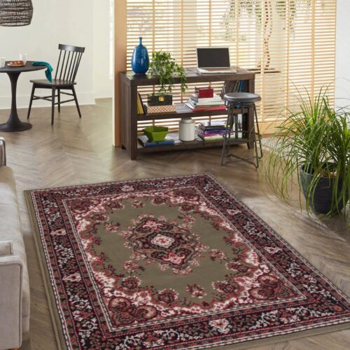 Traditional Poly Lancashire Green Rug
