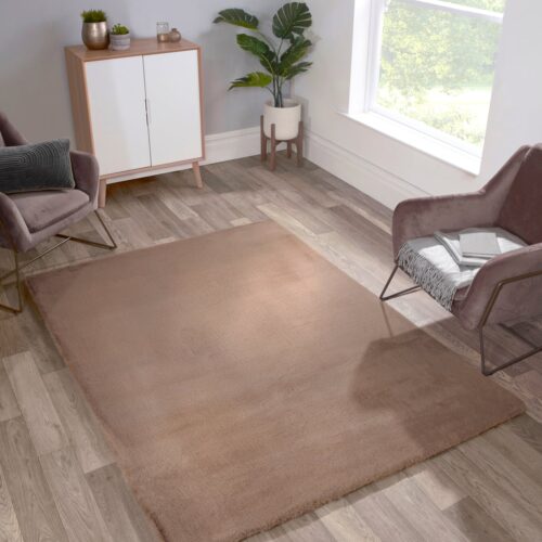 Luxe Faux Fur Rug Plain Mink