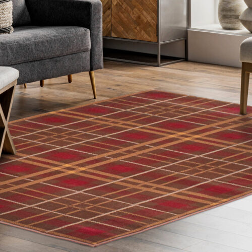 Tartan Check Brown Rug