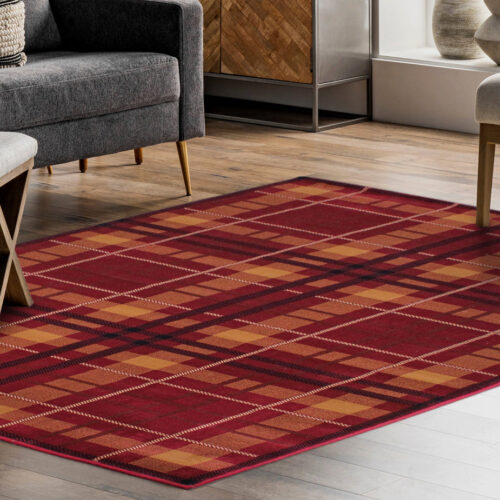 Tartan Check Red Rug