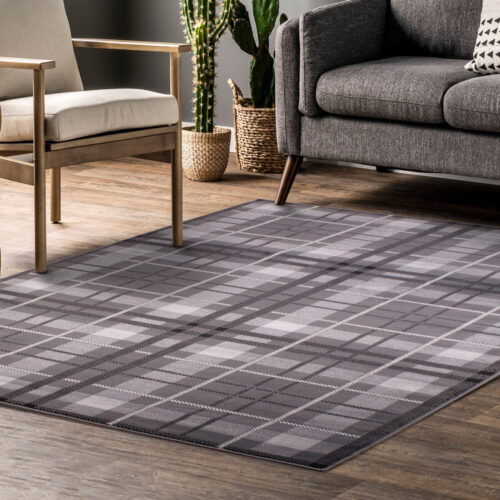 Tartan Check Grey Rug