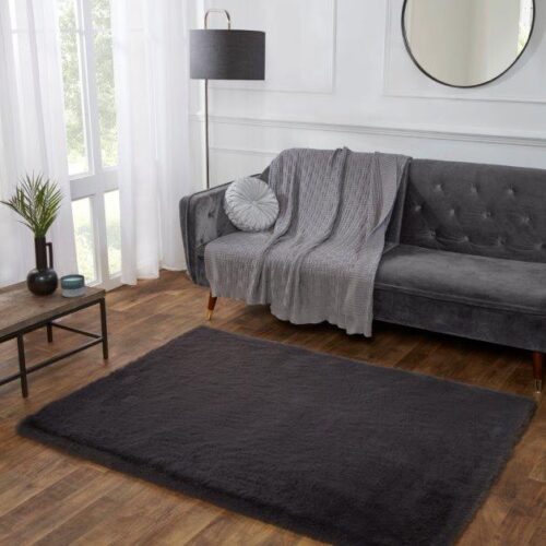 Super Luxe Faux Fur Charcoal Rug