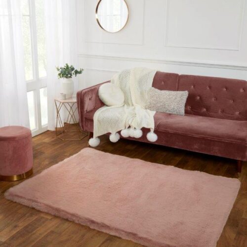 Super Luxe Faux Fur Blush Rug