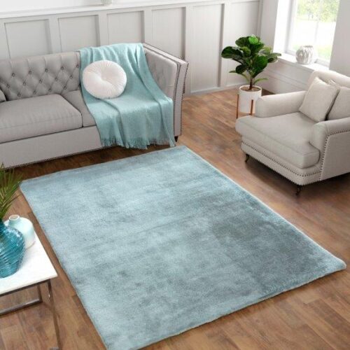 Tipped Luxe Fur Plain Green Rug