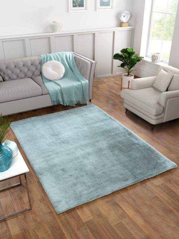 Tipped Luxe Fur Plain Green Rug