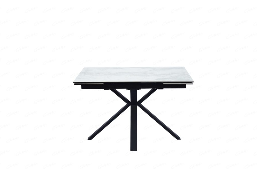 Amari Small Extending Dining Table – White Ceramic Marble