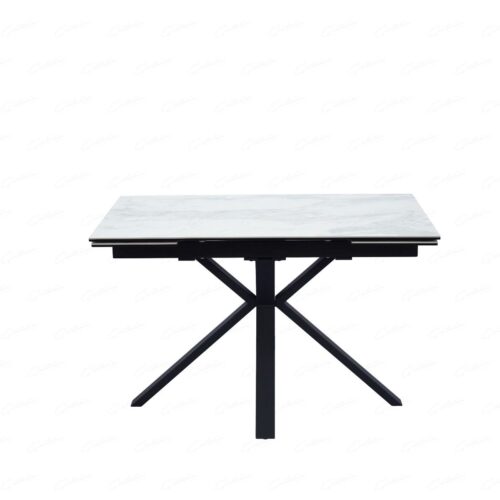 Amari Small Extending Dining Table - White Ceramic Marble
