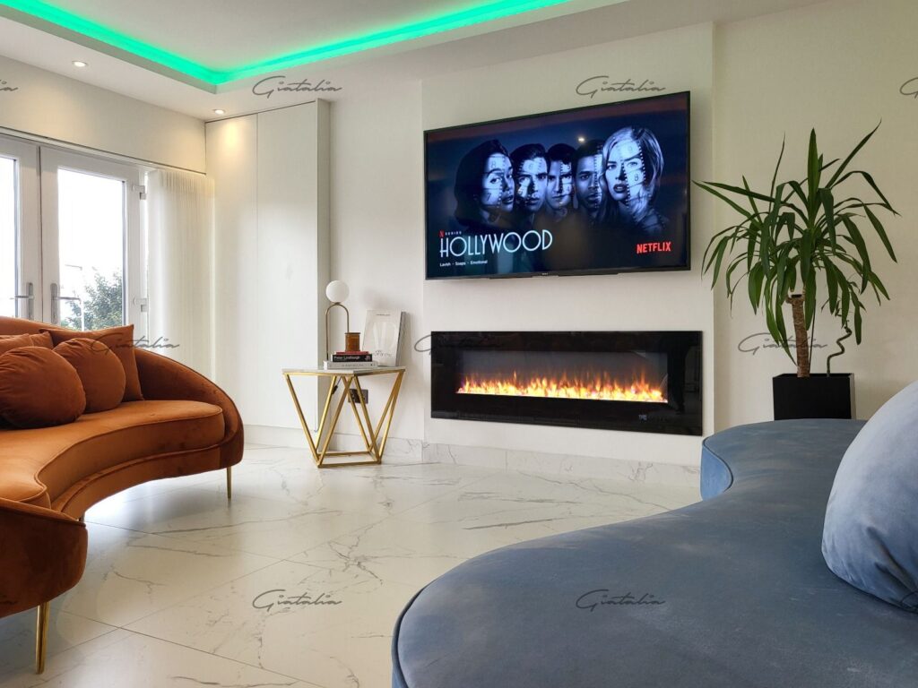 Aurora Insert Fire 78 Inch Electric Fireplace – Black