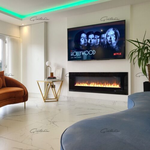 Aurora Insert Fire 60 Inch Electric Fireplace - Black