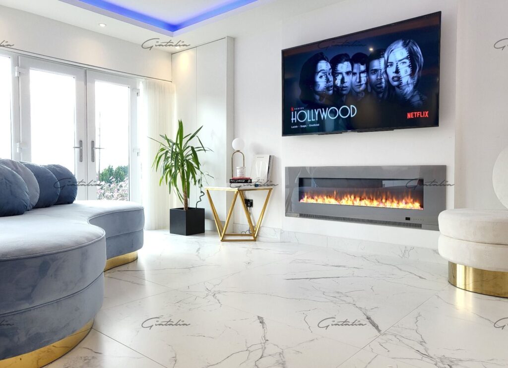 Aurora Insert Fire 72 Inch Electric Fireplace – Grey