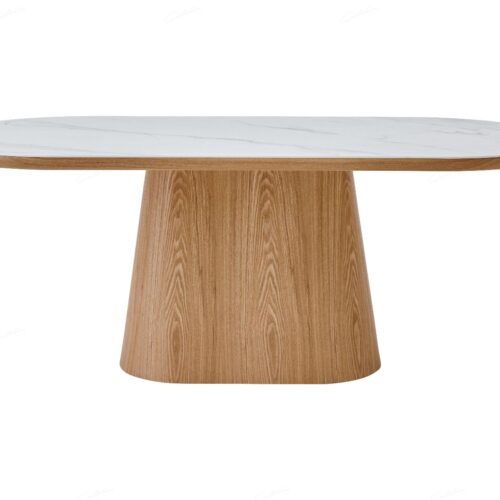 Bianca Oval Dining Table - Walnut & White Sintered Stone