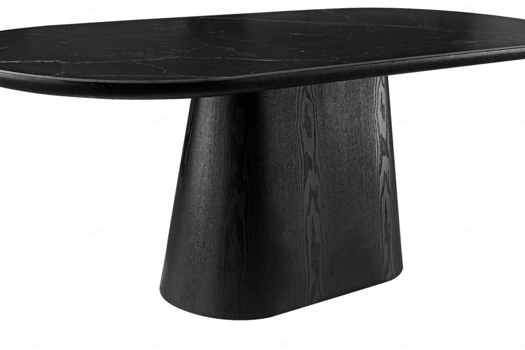 Bianca Oval Dining Table – Black & Black Sintered Stone