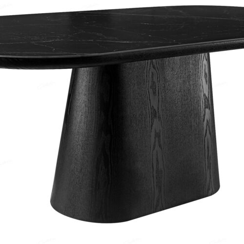 Bianca Oval Dining Table - Black & Black Sintered Stone
