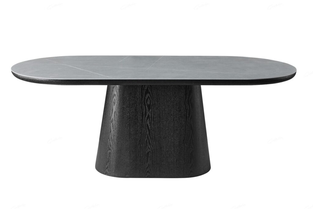 Bianca Oval Dining Table – Black & Grey Sintered Stone