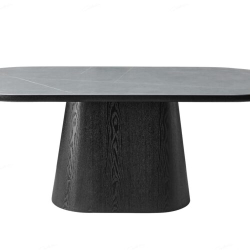 Bianca Oval Dining Table - Black & Grey Sintered Stone