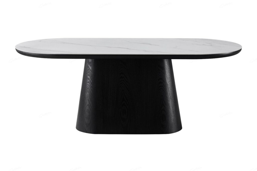 Bianca Oval Dining Table – Black & White Sintered Stone