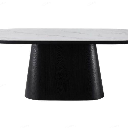 Bianca Oval Dining Table - Black & White Sintered Stone