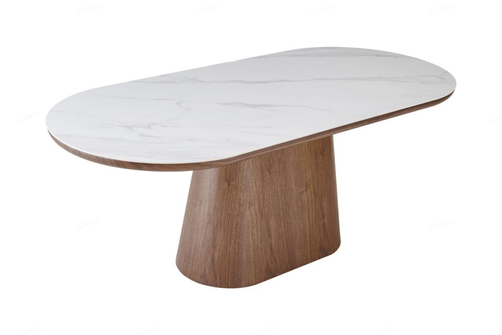 Bianca Oval Dining Table – Beech & White Sintered Stone
