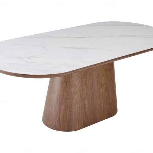 Bianca Oval Dining Table - Beech & White Sintered Stone