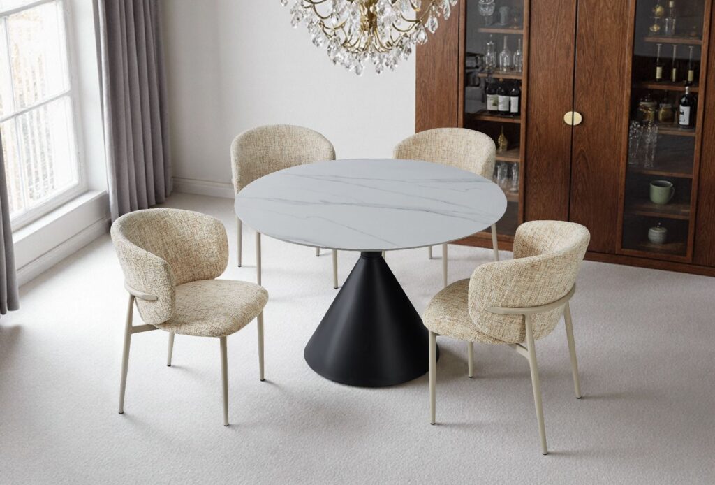 Casa Black & White Round Dining Table – Black & White