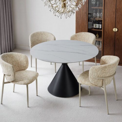 Casa Black & White Round Dining Table - Black & White
