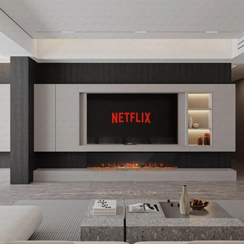 Clarendon Borderless Glass Fire 71 Inch Electric Fireplace - Black