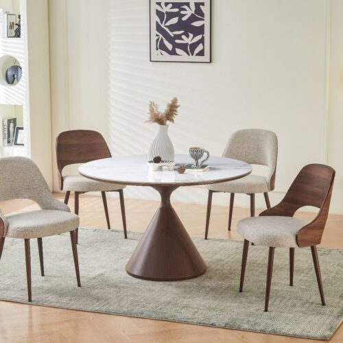 Corteo Dining Table - Walnut & White / Sunset Cloud Vein