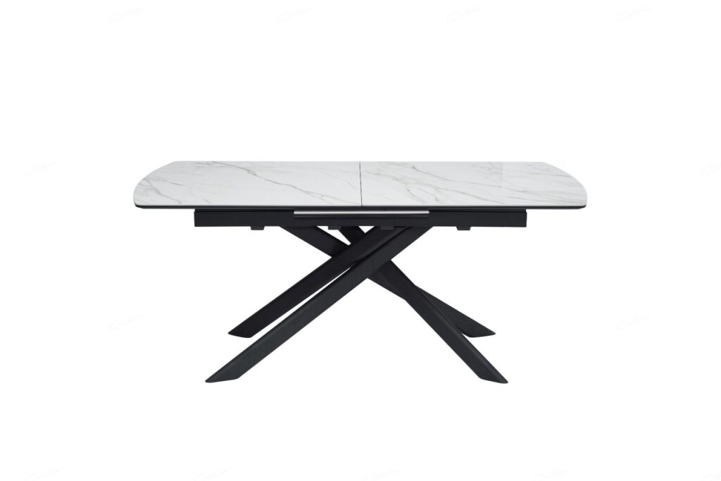 Cosma Extending Dining Table – White & Sunset Cloud Vein Ceramic