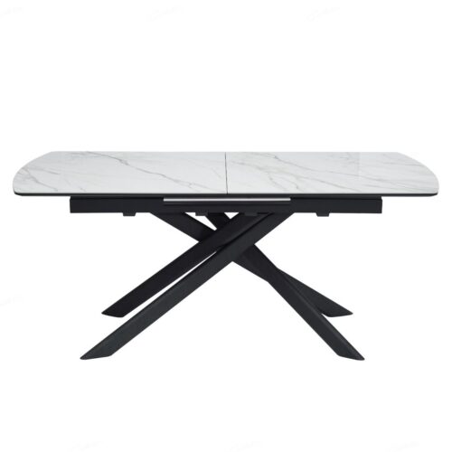 Cosma Extending Dining Table - White & Sunset Cloud Vein Ceramic