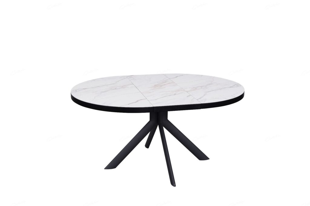 Danello Extending Dining Table – White & Sunset Cloud Vein Ceramic