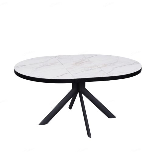 Danello Extending Dining Table - White & Sunset Cloud Vein Ceramic