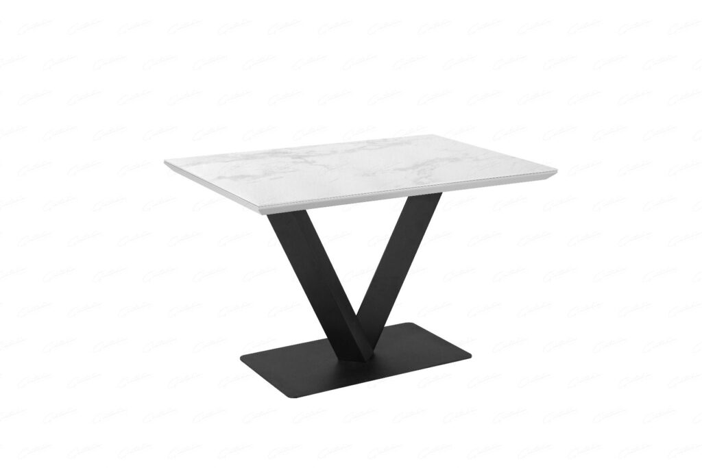 Alessia Ceramic Dining Table – White Ceramic Marble