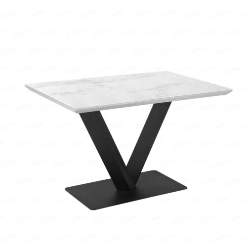 Alessia Ceramic Dining Table - White Ceramic Marble
