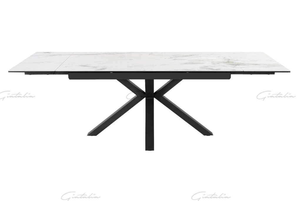 Amari Big Extending Dining Table – White Ceramic Marble