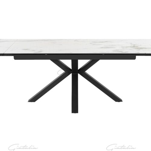Amari Big Extending Dining Table - White Ceramic Marble