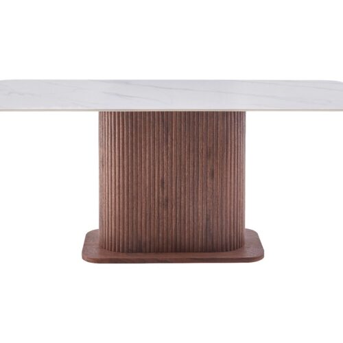 Eleanor Dining Table - Walnut & White Sintered Stone