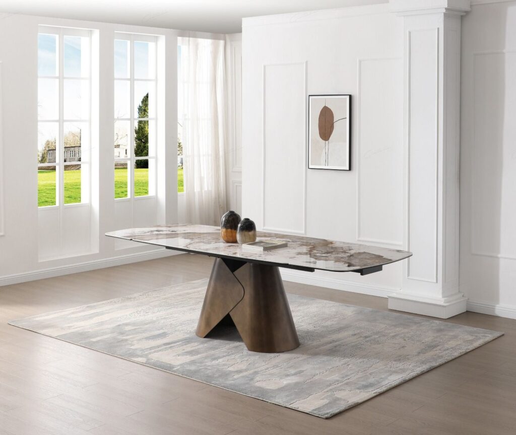 Feretti Extending Dining Table – Matt White Pandora Italian Ceramic