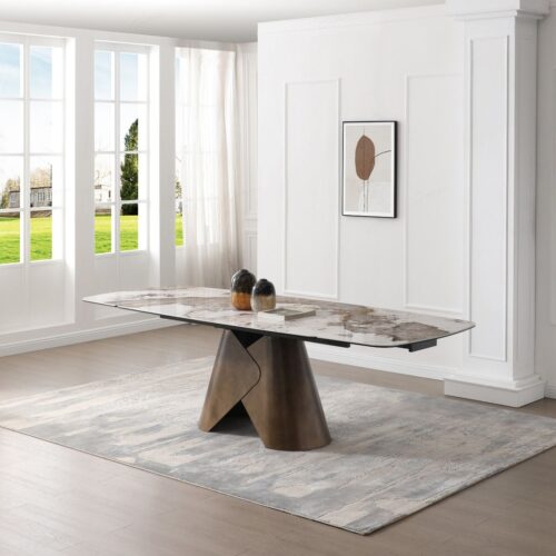 Feretti Extending Dining Table - Matt White Pandora Italian Ceramic