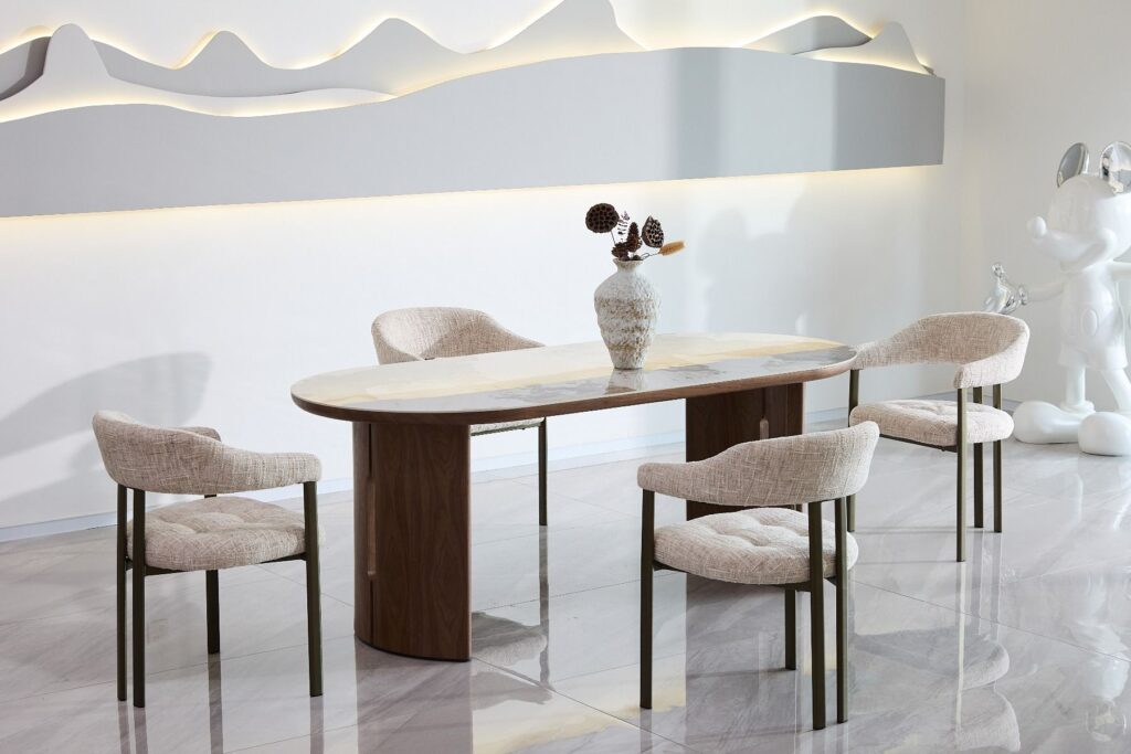 Isabella Dining Table – Walnut & Pandora
