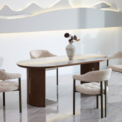 Isabella Dining Table - Walnut & Pandora