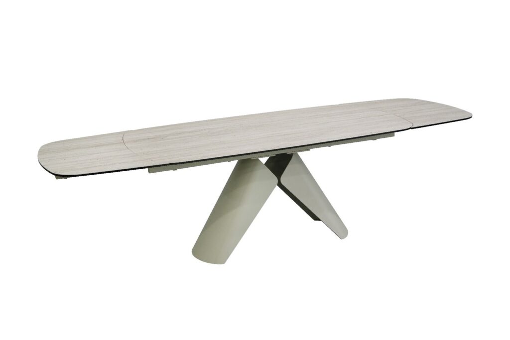 Leoni Extending Dining Table – Champagne & Travertine