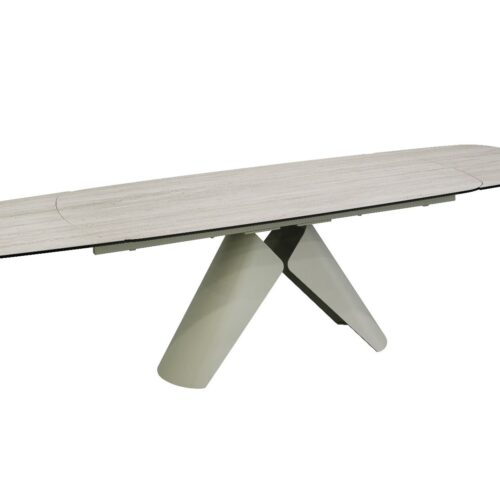 Leoni Extending Dining Table - Champagne & Travertine