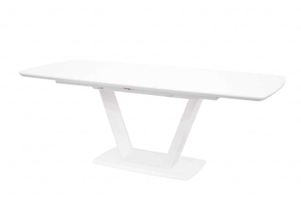 Logato Big Extending Dining Table – Matt White & Glass