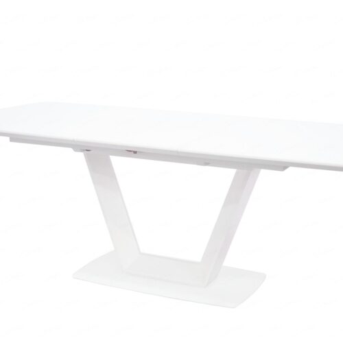 Logato Big Extending Dining Table - Matt White & Glass
