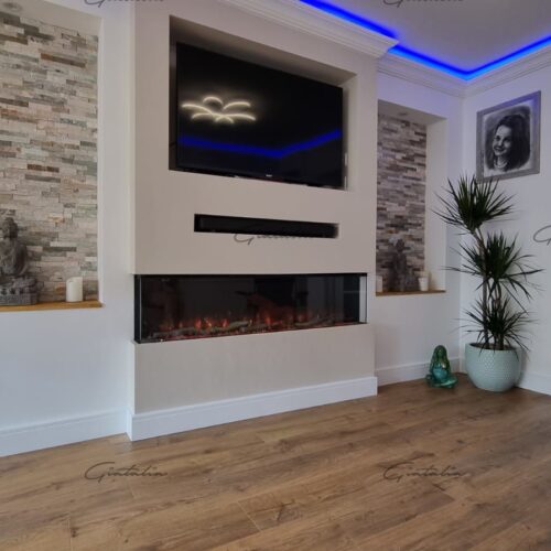 Luvelle 3D Panoramic Fire 80 Inch Electric Fireplace - Black
