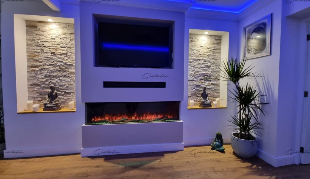 Luvelle 3D Panoramic Fire 71 Inch Electric Fireplace – Black