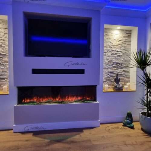 Luvelle 3D Panoramic Fire 71 Inch Electric Fireplace - Black